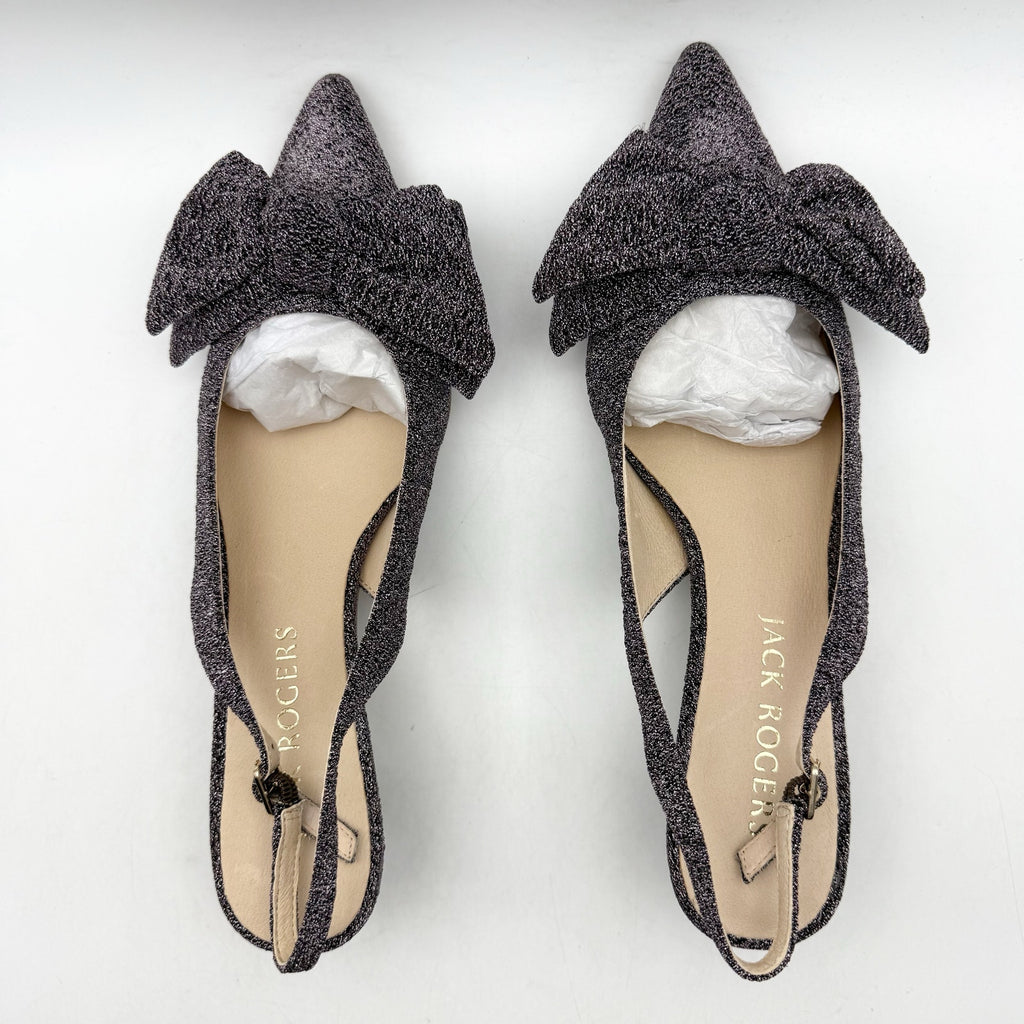 Jack Rogers Womens Debra Kitten Heels US 10 M Dark Gray Sparkle Slingback NIB