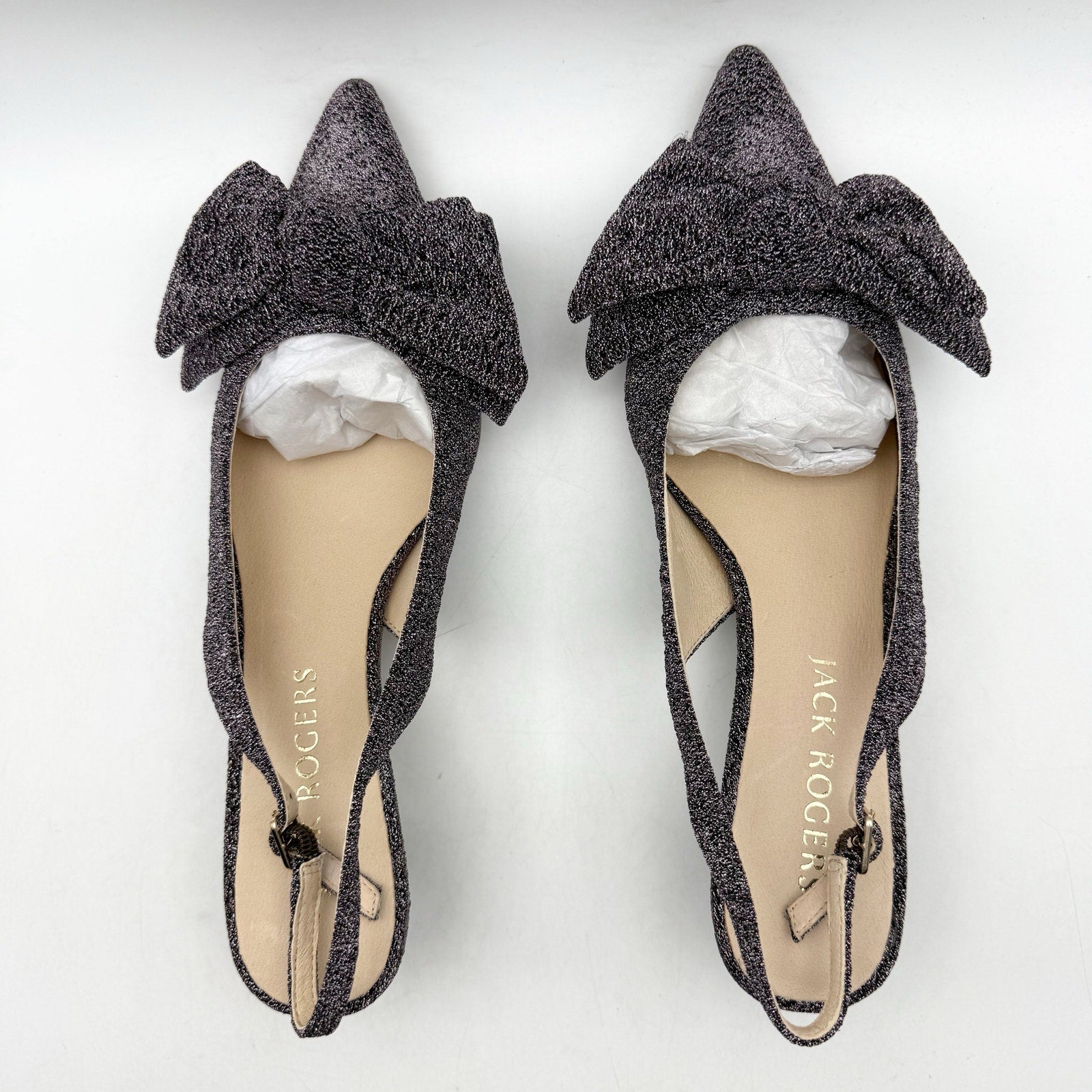 Jack Rogers Womens Debra Kitten Heels US 10 M Dark Gray Sparkle Slingback NIB