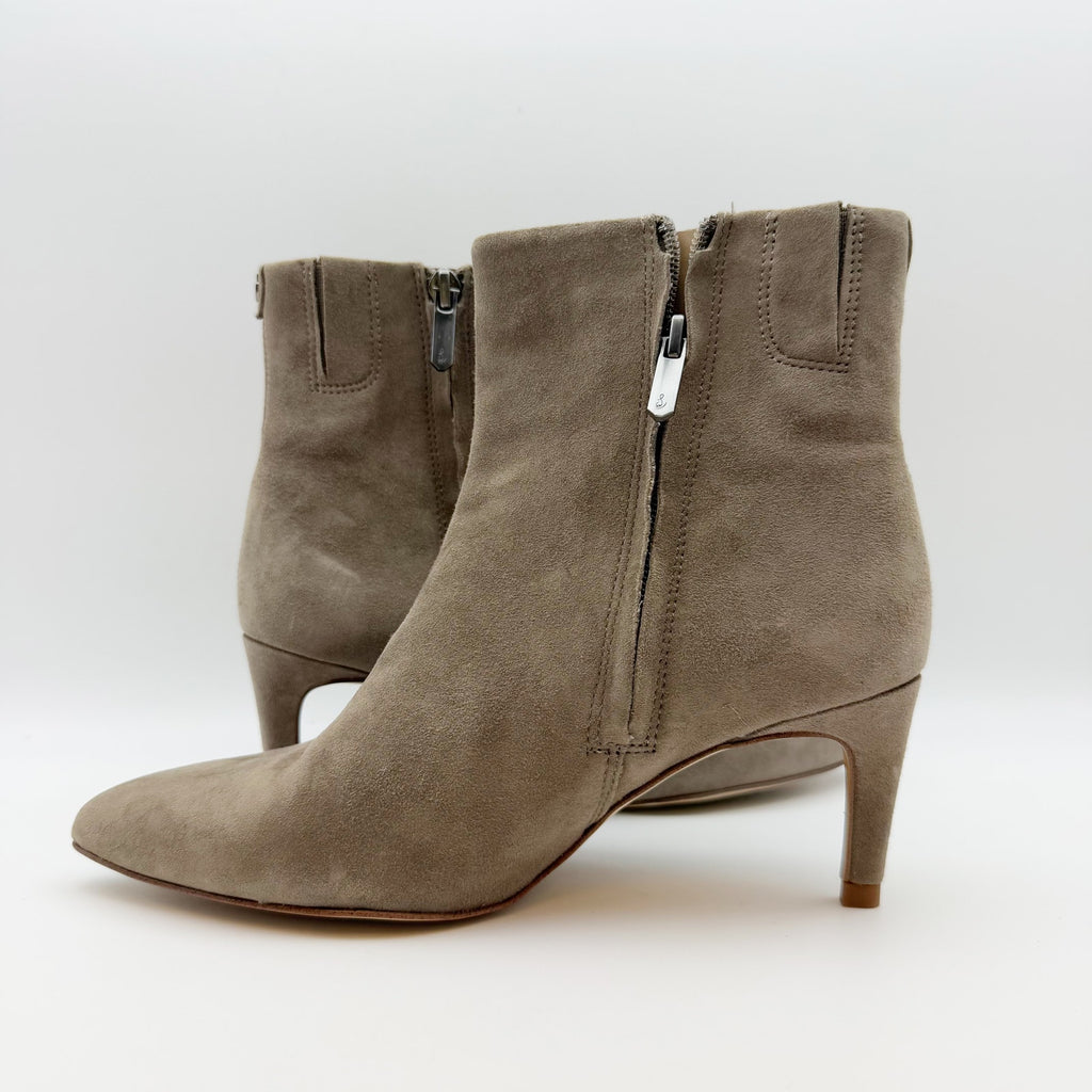Sam Edelman Womens Ulissa Ankle Booties US 5 Tan Olive Suede Leather Heel NWOB