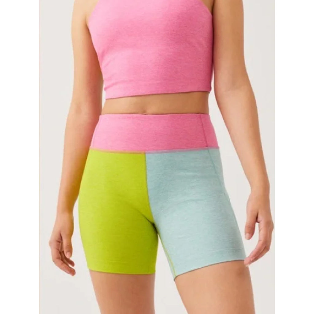 OUTDOOR VOICES Warmup 5" Shorts XS Bubblegum Pink Green Blue Colorblock NWT