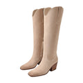 Sam Edelman Womens Britten Western Knee High Boots Size 8 Cream Tan Suede NIB