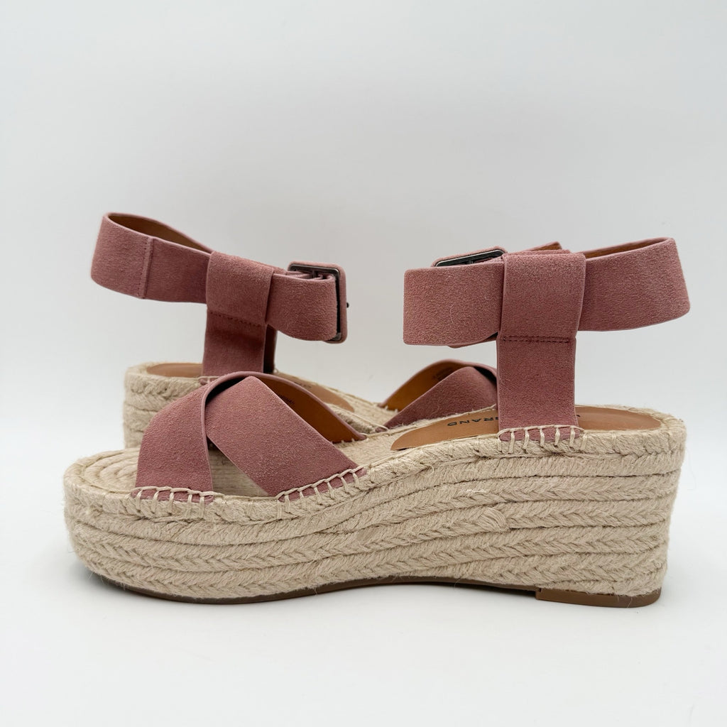 Lucky Brand Womens Audrinah Wedge Sandals Size 8.5 M Pink Taupe Suede NWOB