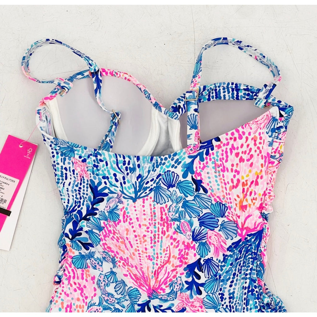 LILLY PULITZER Womens Layne One-piece Swimsuit Size 0 Blue Pink Sway with Me NWT