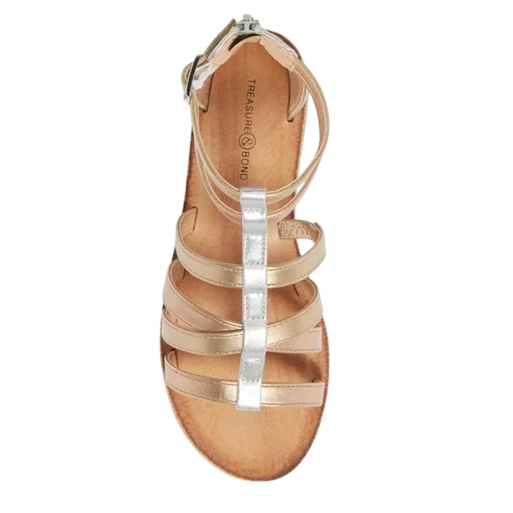 Treasure & Bond Kids Alana Gladiator Sandals Size 2 M EU 33 Gold Silver NIB