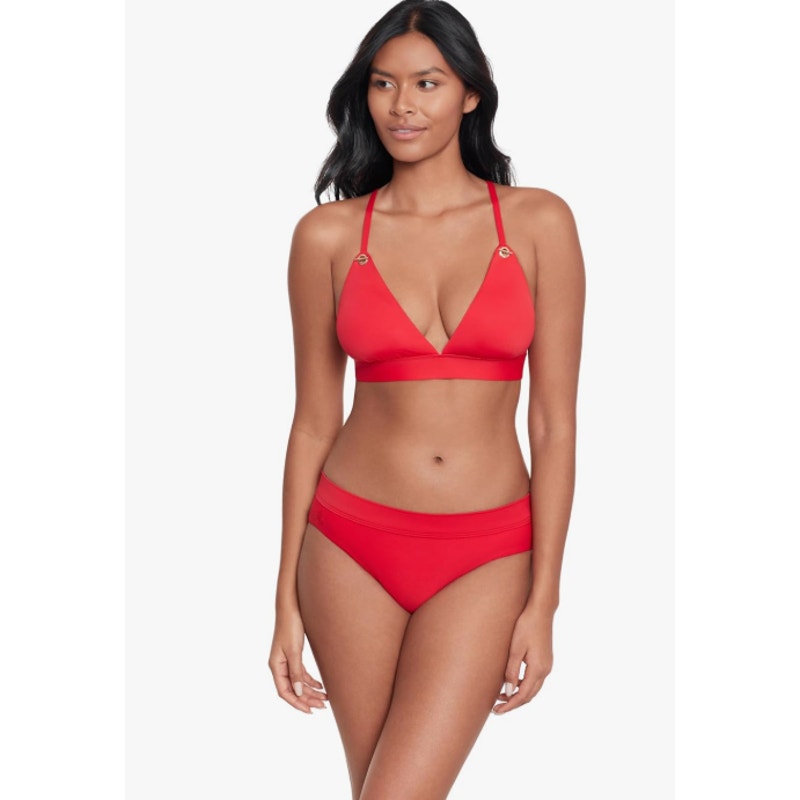 LAUREN RALPH LAUREN Beach Club V Neck Bikini Set Size 8 Red NWT