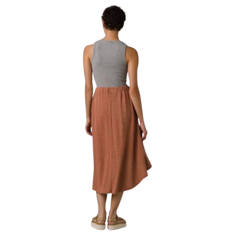 PRANA Women's Tidal Wave Midi Skirt XL Terra Orange High Low Stretch Knit NWT