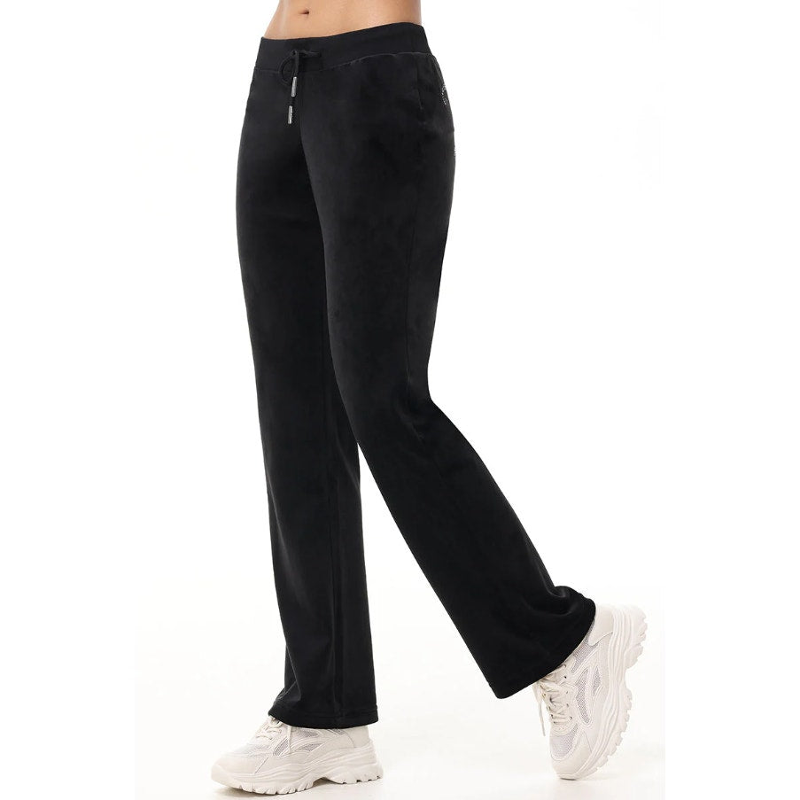 JUICY COUTURE Women's OG Big Bling Velour Track Pants Small Black Liquorice NWT
