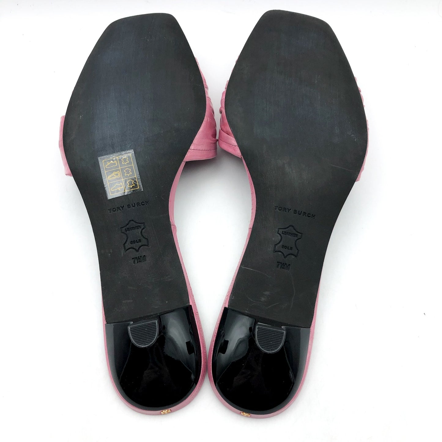 Tory Burch Womens 35mm Ruched Slide Sandals US 7.5 M Pink Bubblegum Leather NIB