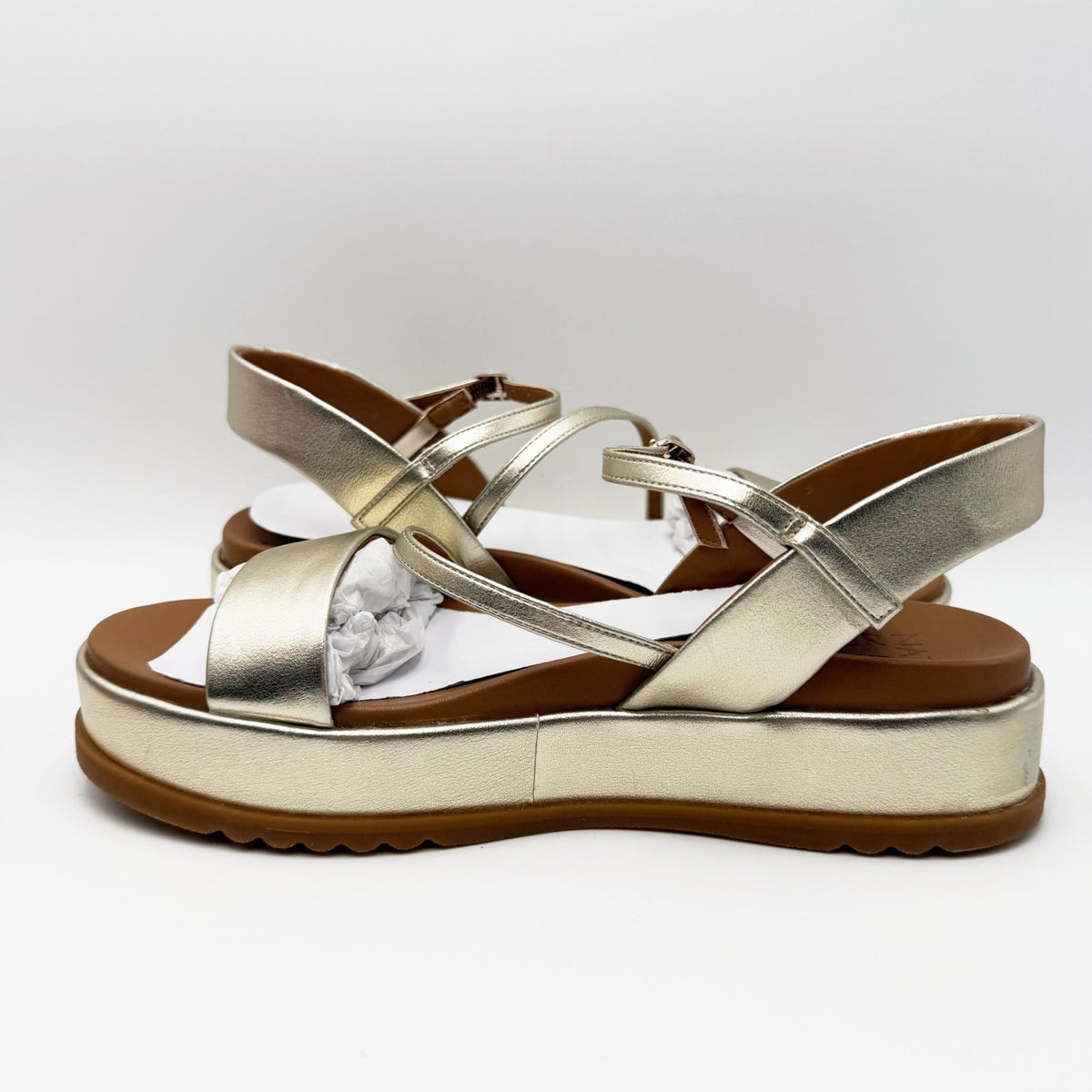 Naturalizer Womens Zayda Platform Sandals Size 7.5 EU 38 Gold Champagne NIB