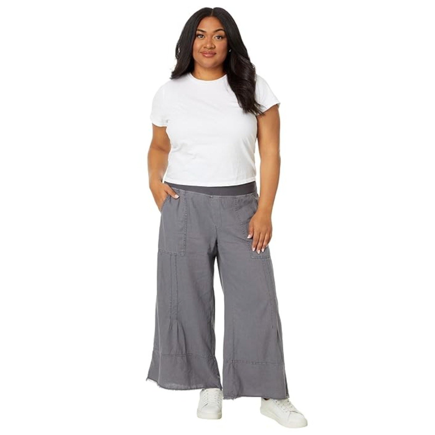 XCVI Women's Garni Crop Casual Pants Large Gray Nebulous Pigment Wide Leg NWT
