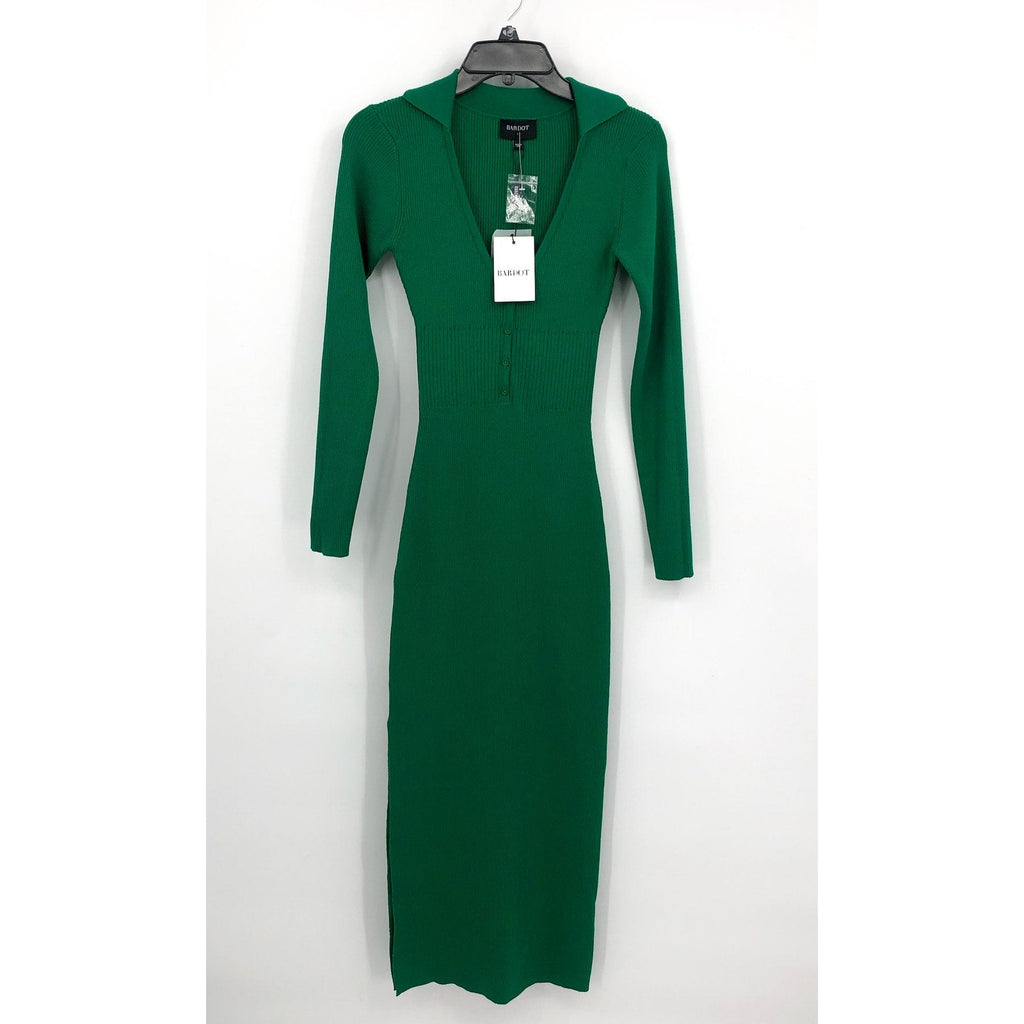 BARDOT Women's Collared Knit Dress Small US 4 Bright Green Long Sleeve NWT