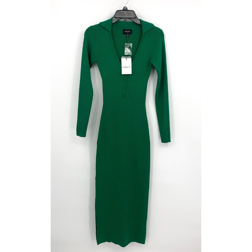 BARDOT Women's Collared Knit Dress Small US 4 Bright Green Long Sleeve NWT