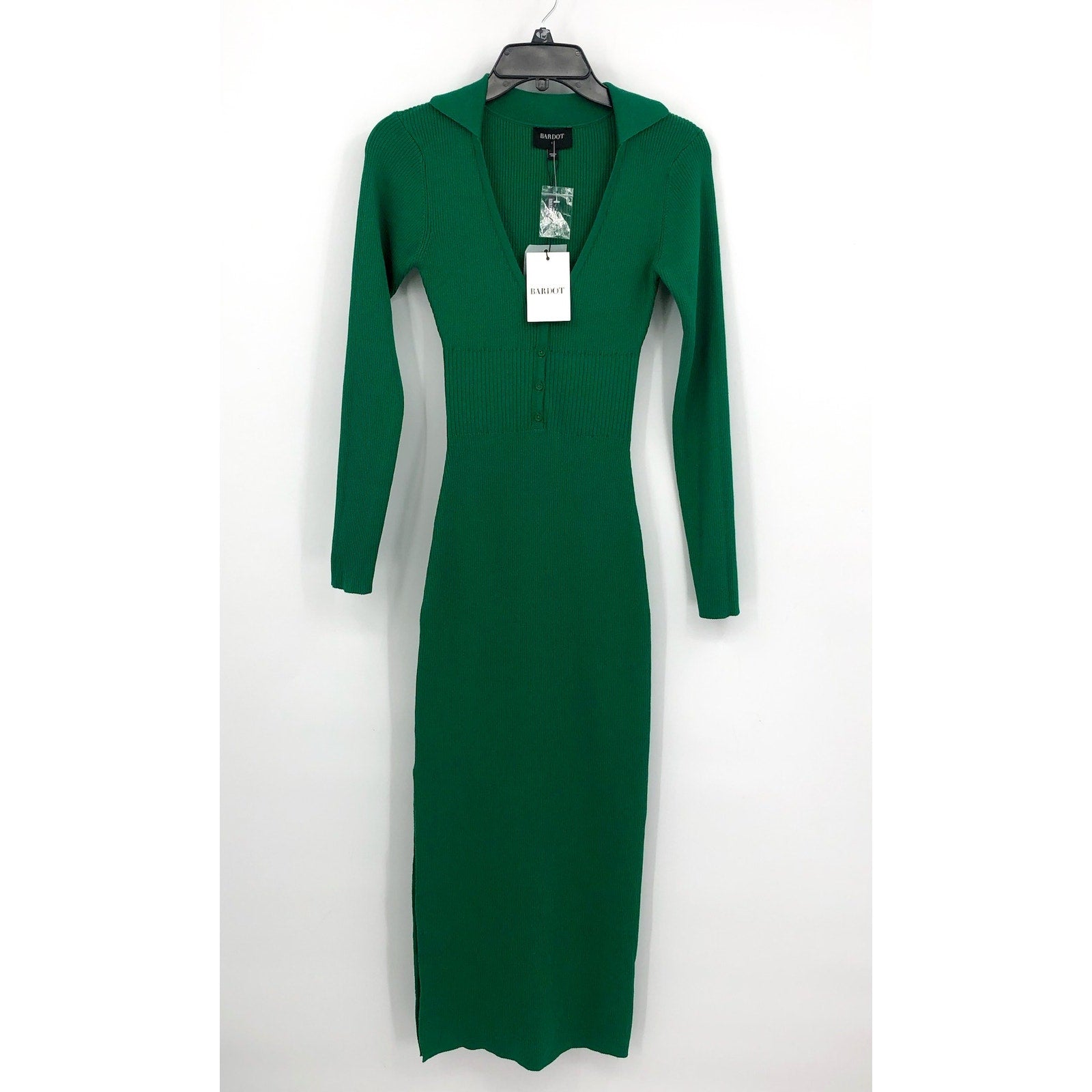 BARDOT Women's Collared Knit Dress Small US 4 Bright Green Long Sleeve NWT