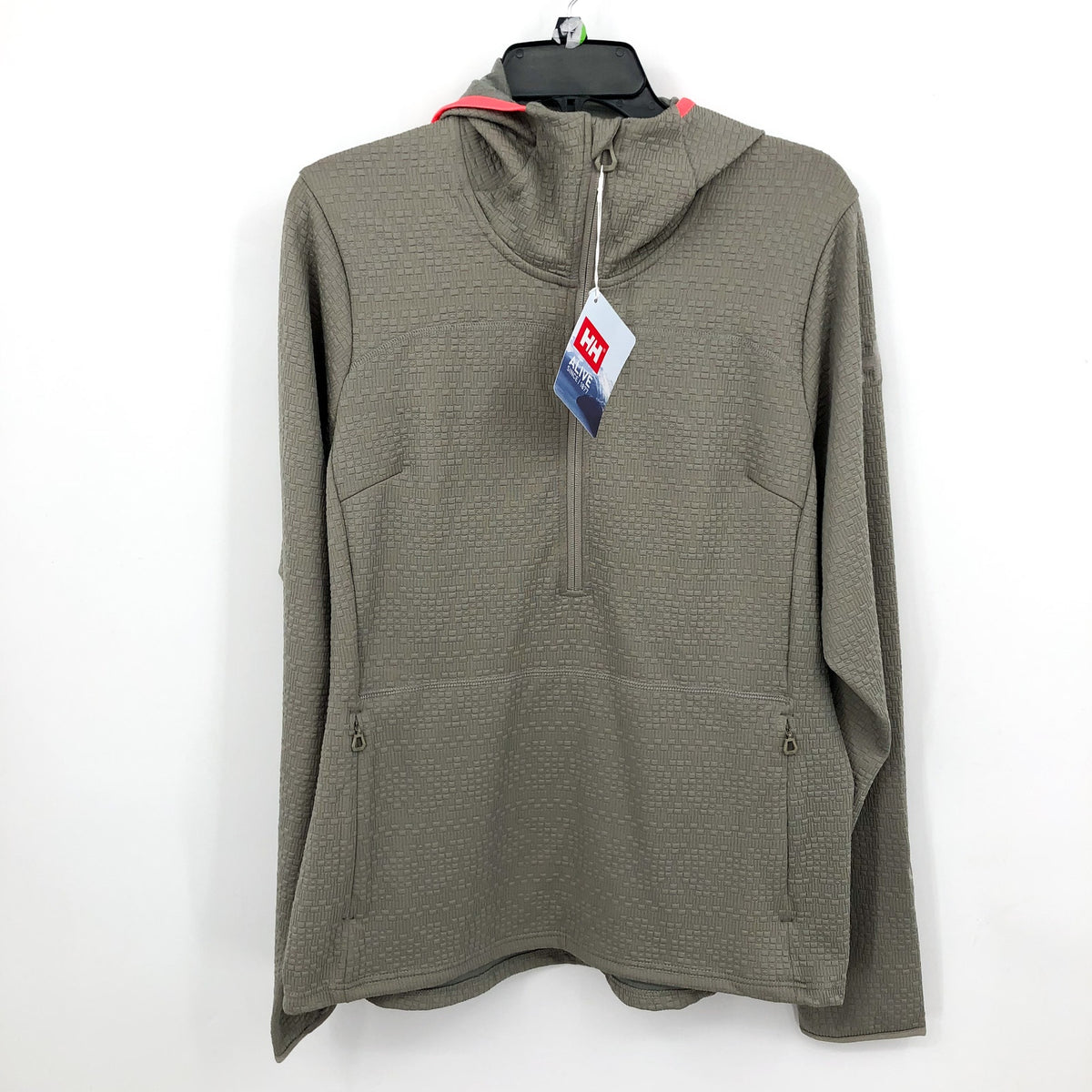 HELLY HANSEN Womens Powderqueen Jacket Medium Grey Terrazzo Midlayer Hood NWT