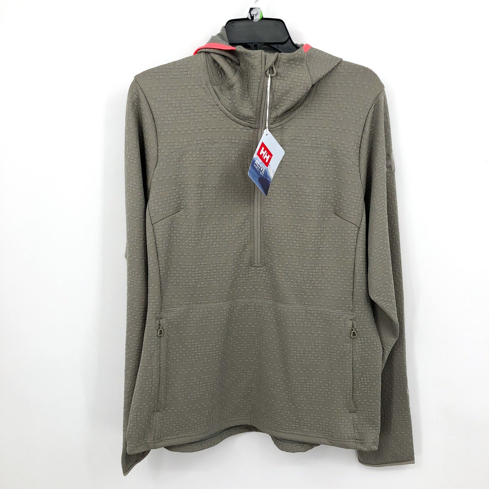 HELLY HANSEN Womens Powderqueen Jacket Medium Grey Terrazzo Midlayer Hood NWT