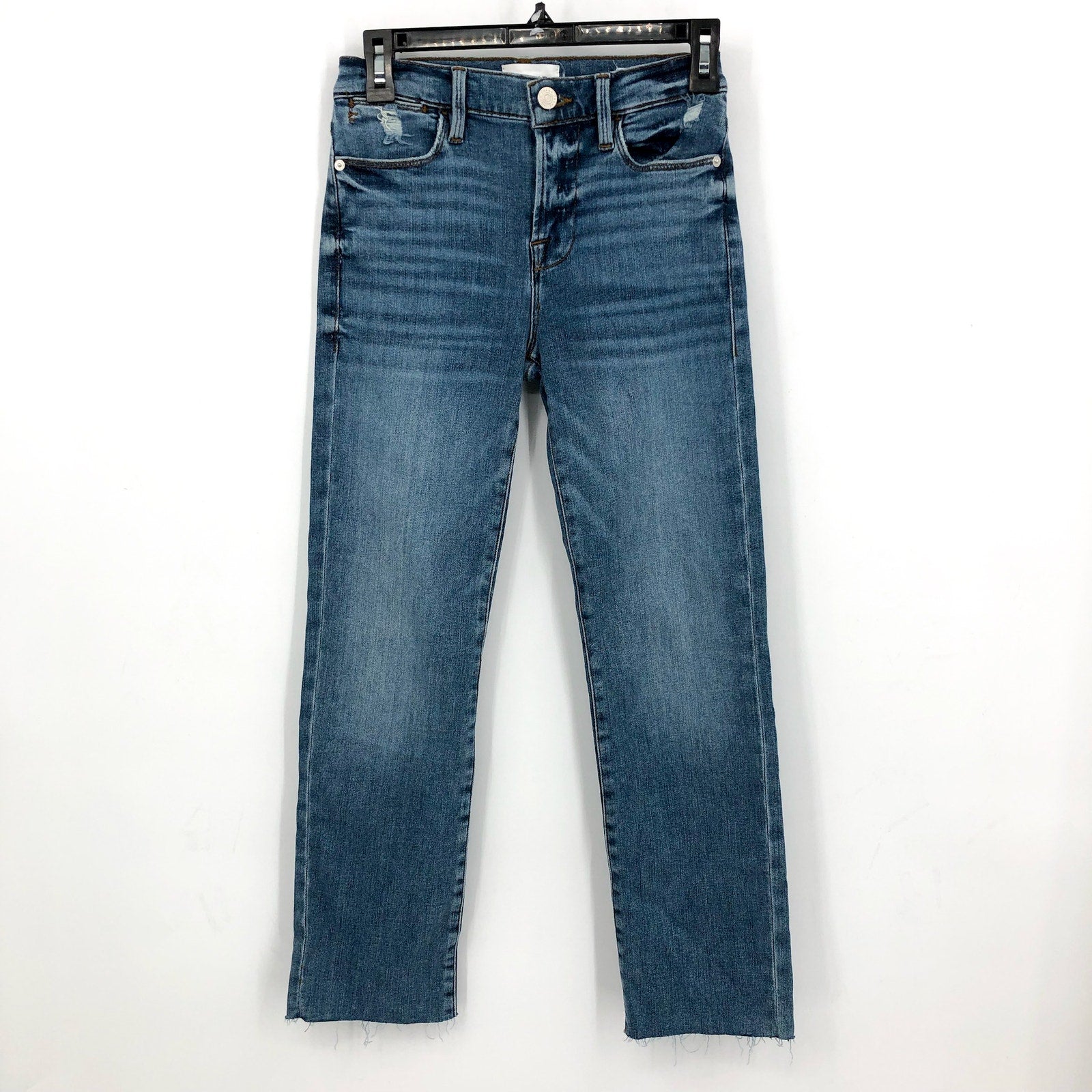 FRAME Women's Le High Straight Jeans Size 25 US 0 Blue Wash Westwood Grind NWOT