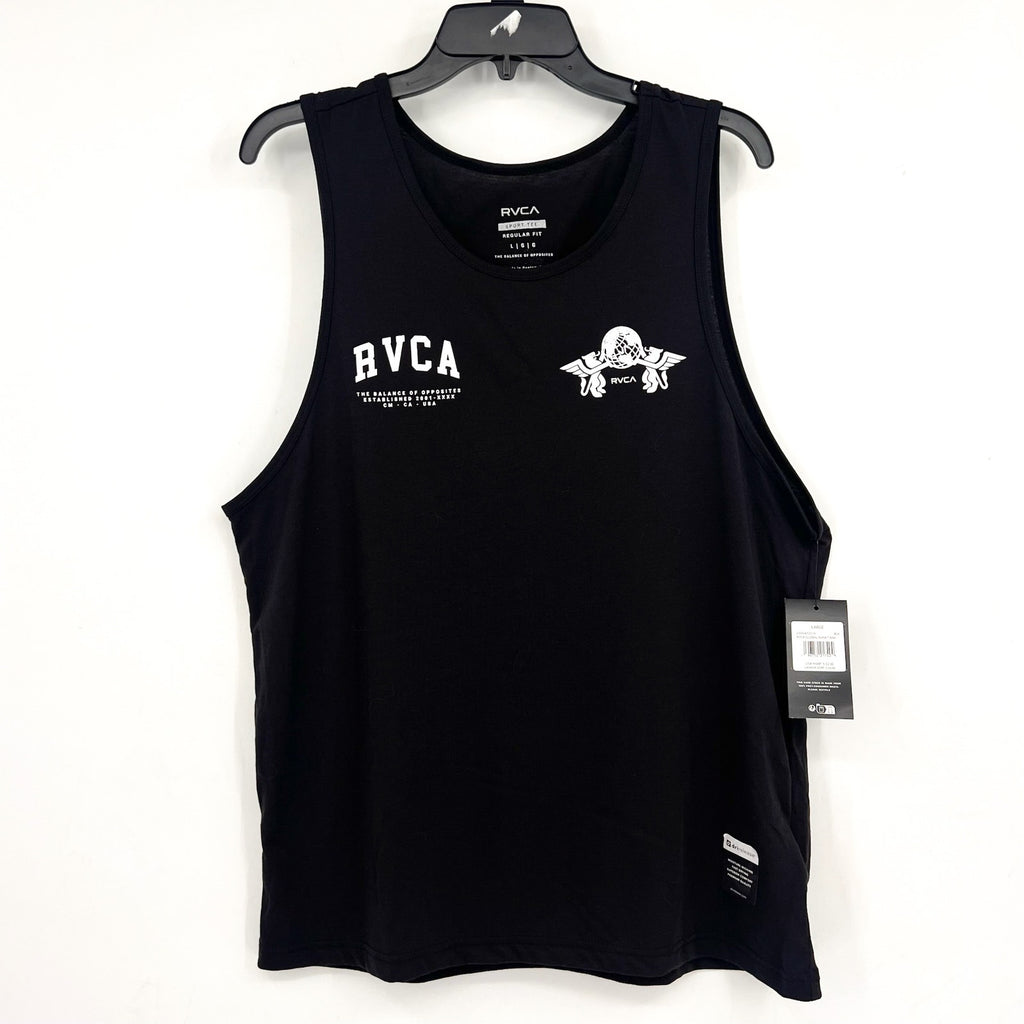 RVCA Men's Global Rank Vest Tank Top Large Black Performance Fit NWT