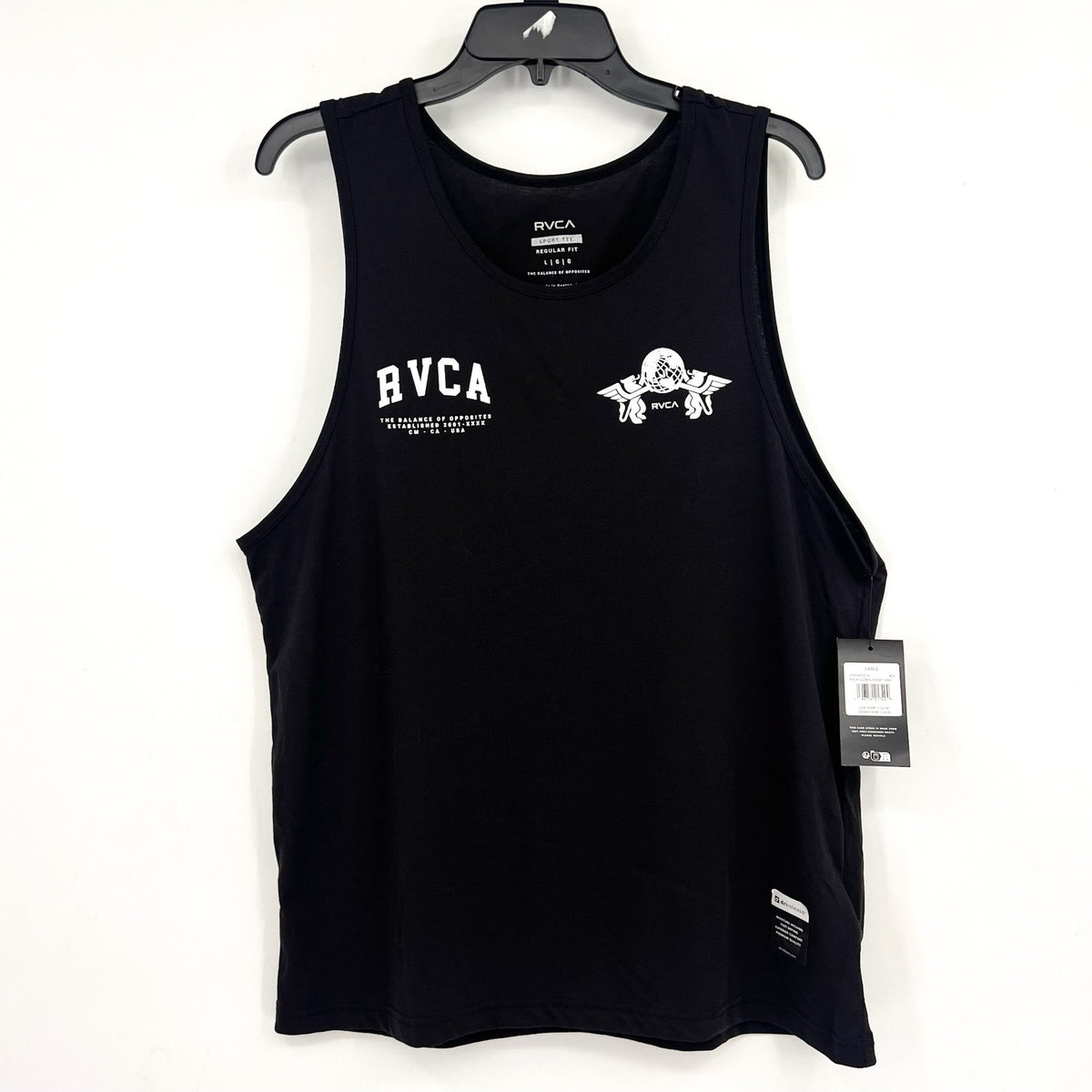 RVCA Men's Global Rank Vest Tank Top Large Black Performance Fit NWT