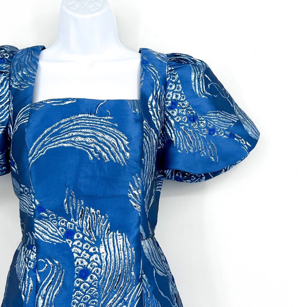 LILLY PULITZER Booker Romper Size 2 Blue Dancing Koi Metallic Jacquard NWOT