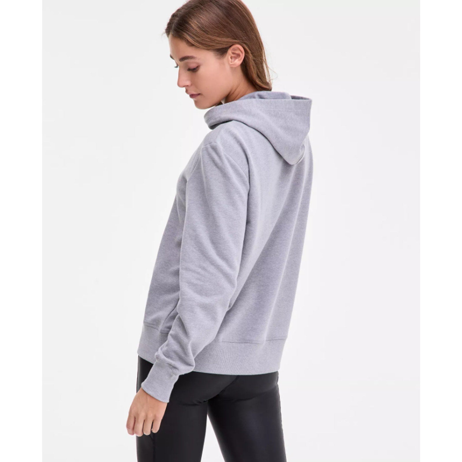 IDEOLOGY Women's Fleece Hoodie Large Grey Zinc Heather Sweatshirt NWT