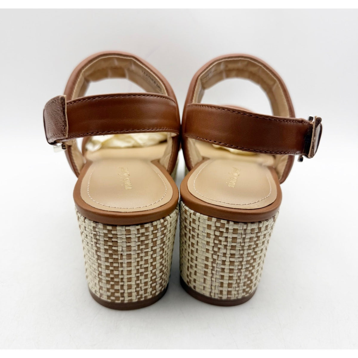 Violet & Red Womens Casey Wedge Sandals Size 8 Brown Tan Leather Platform NWOB