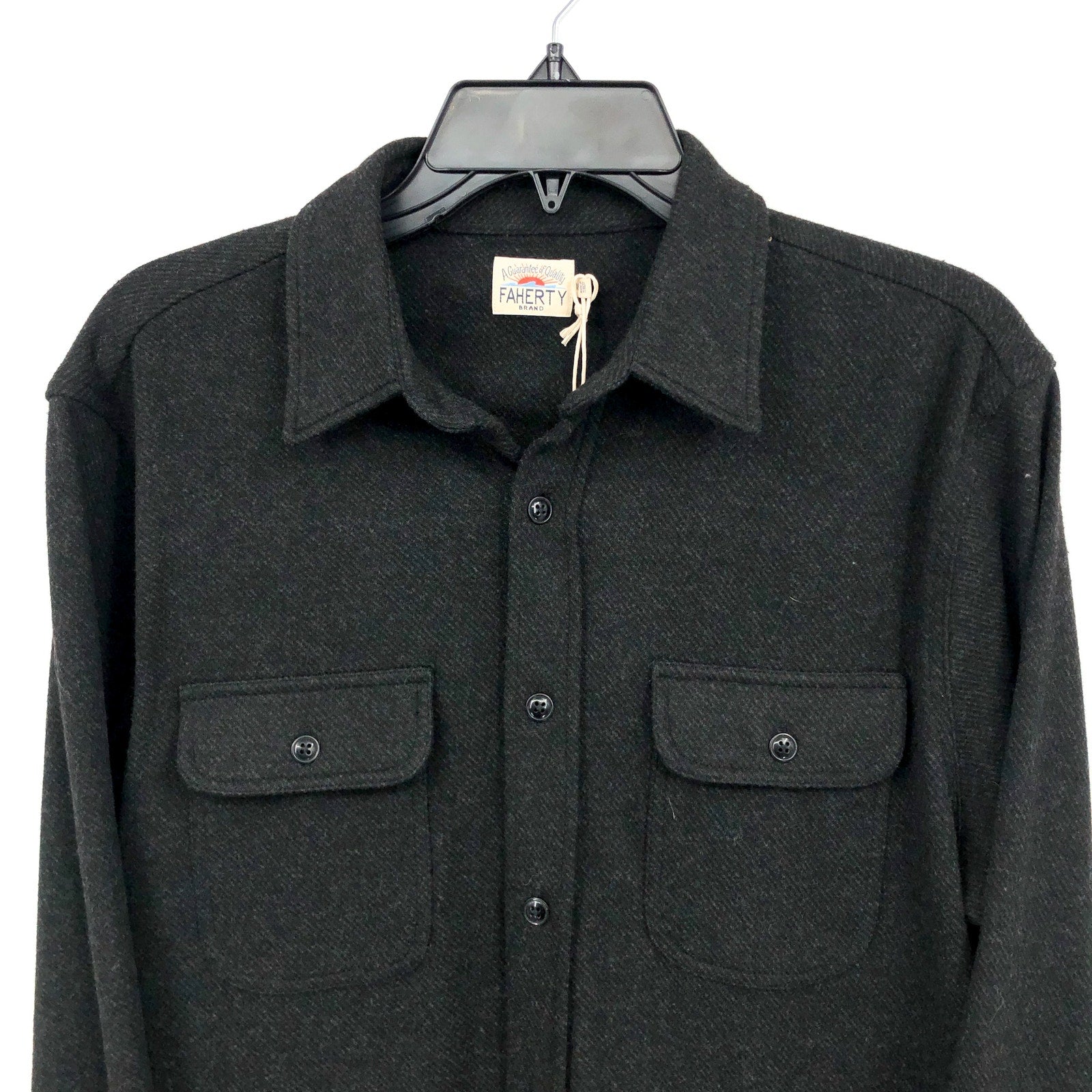 FAHERTY Men's Legend Sweater Shirt Medium Heathered Black Twill Long Sleeve NWT