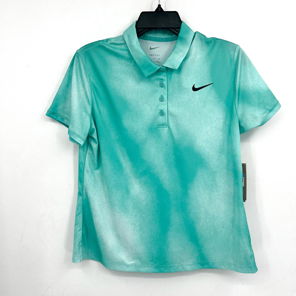 Nike Womens Dri-FIT Golf Polo Medium Green Short-Sleeve Printed NWT