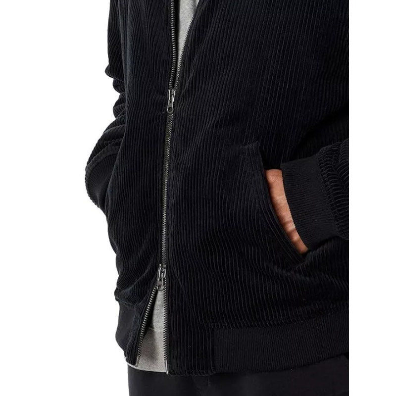 LABEL Unisex Go-To Corduroy Bomber Jacket Medium Black Full Zip Long Sleeve NWT
