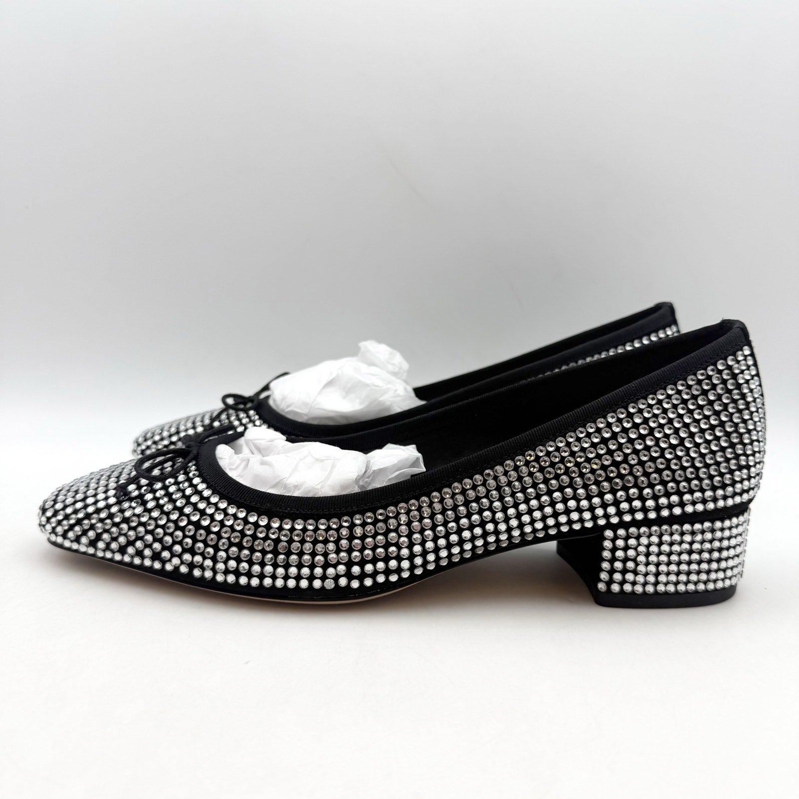 Veronica Beard Women Cecile Ballet Pump US 7.5 Silver Black Suede Rhinestone NIB
