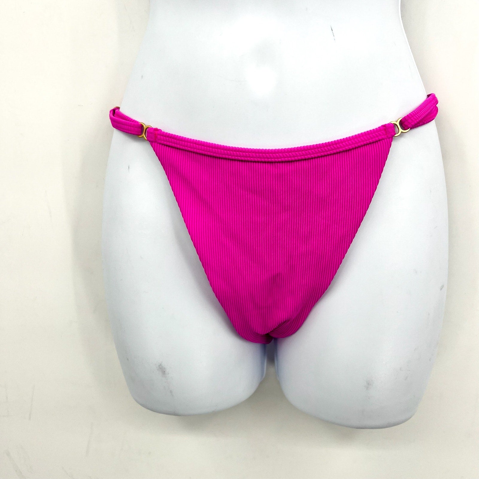 L*SPACE Women's Remi Bitsy Bikini Bottom Small Pink Bright Fuchsia Cheeky NWT