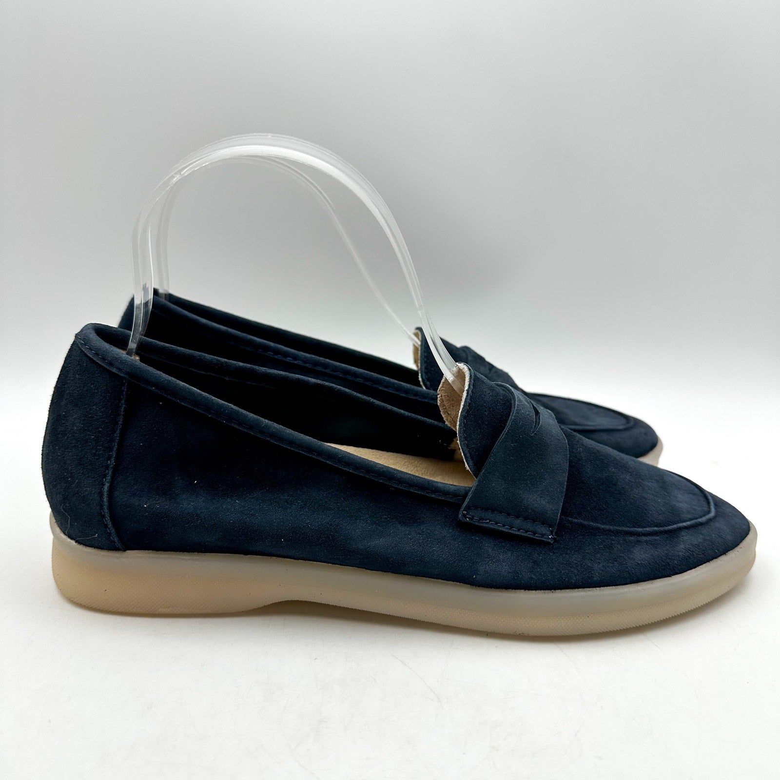 Vaneli Womens Undine Penny Loafers Size 7.5 Navy Blue Suede NWOB