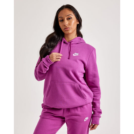 NIKE Womens Club Hoodie 2X Pink Fuschia Fleece Pullover Sweatshirt NWT