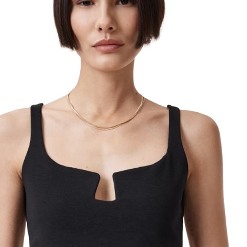 ALLSAINTS Women's Mio Slim Tank Top Size 4 Black Square Neck Sleeveless NWT