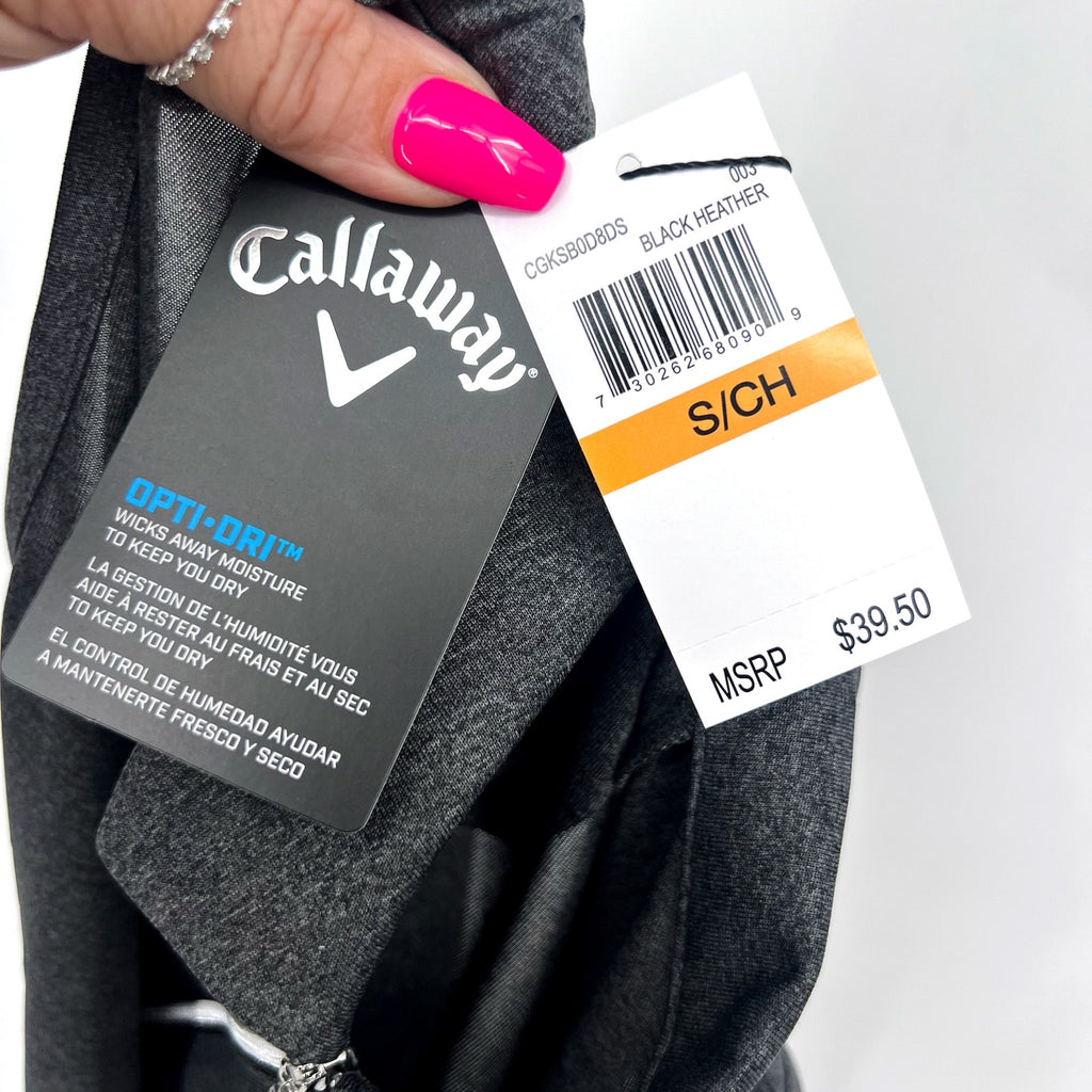 CALLAWAY Women's 1/4 Zip Sleeveless Polo Shirt Small Black Heather Golf NWT