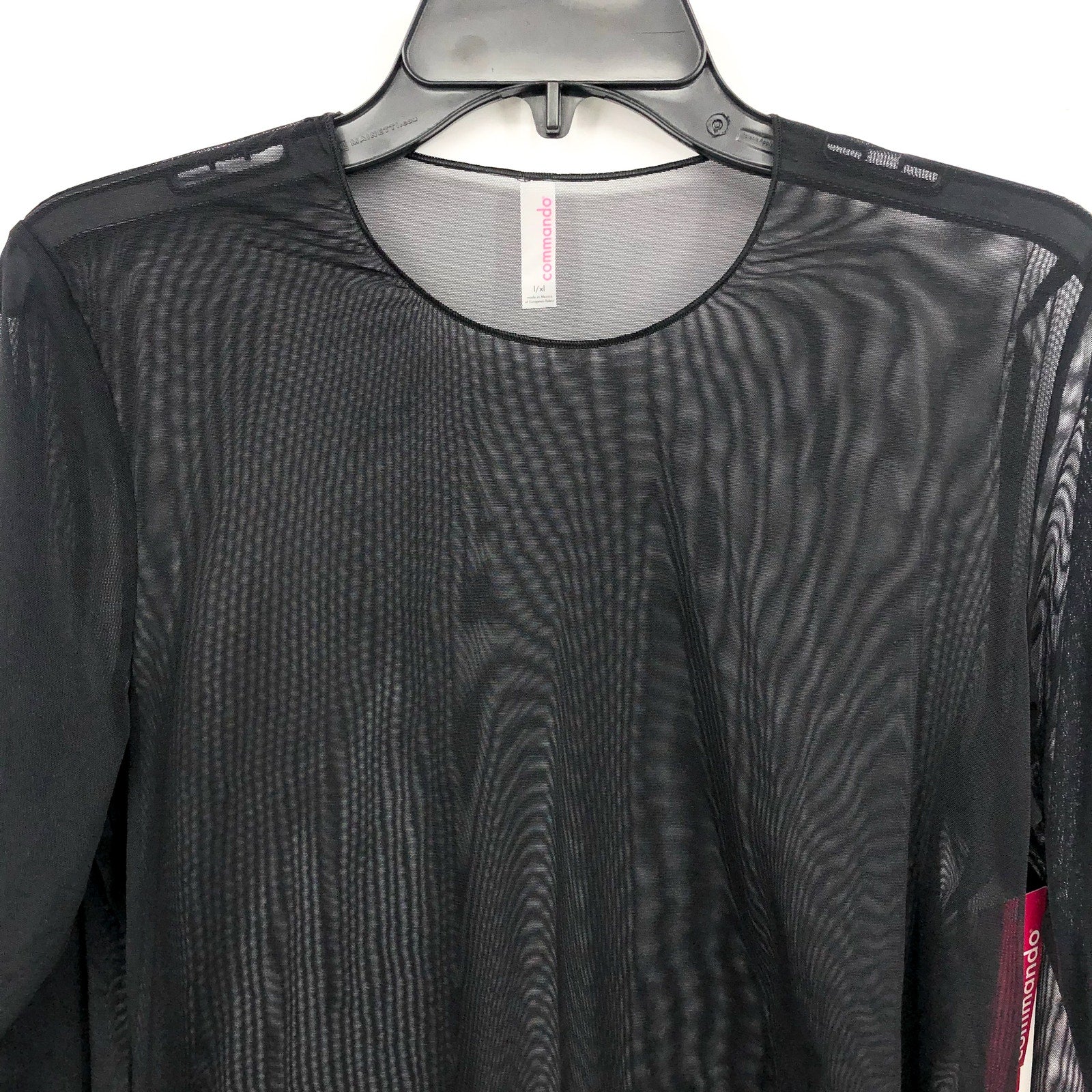 COMMANDO Women's Chic Mesh Long Sleeve Tee Medium Large Black Sheer NWT