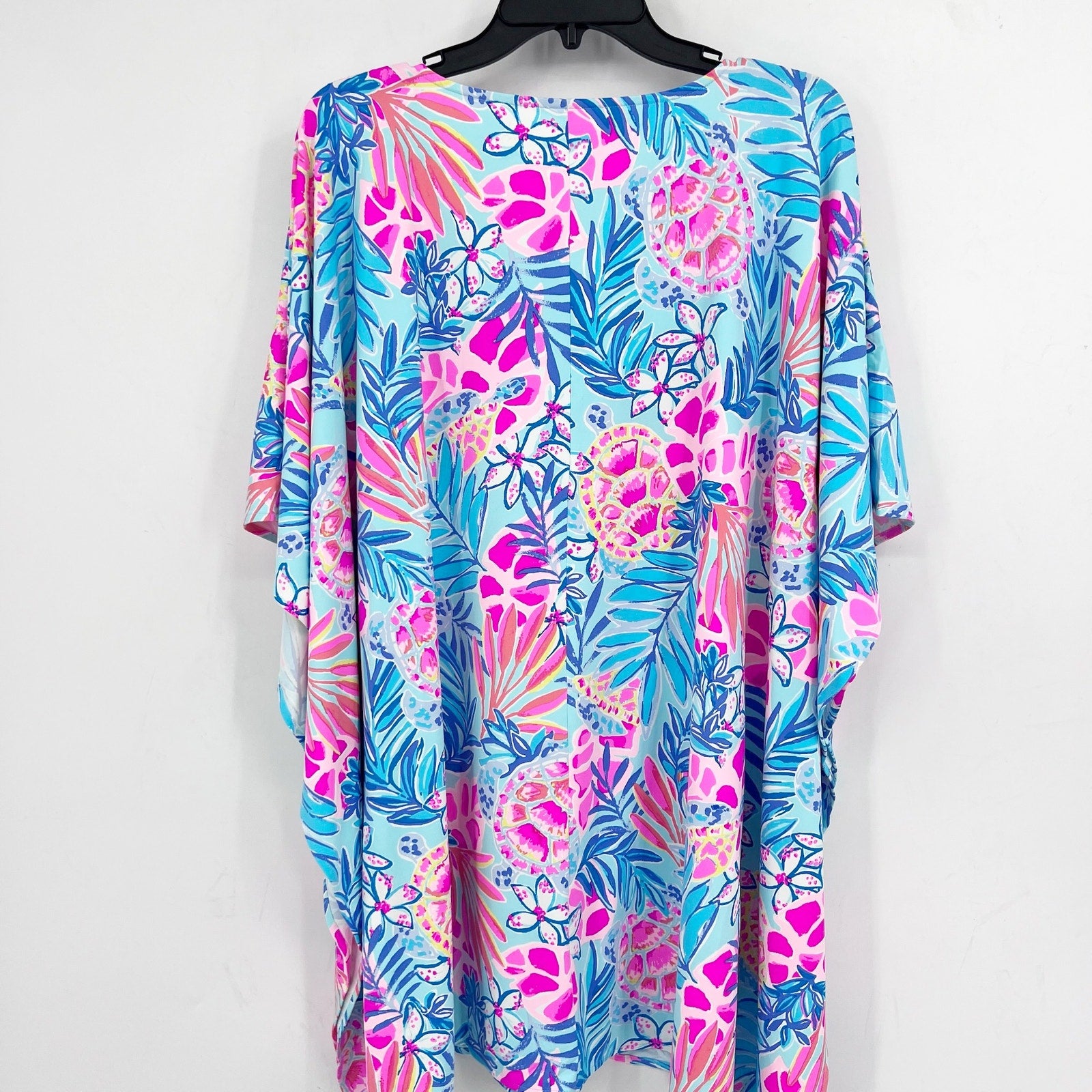 LILLY PULITZER Skyla Caftan Cover-up Large Blue Pink Rainforest Retreat NWT