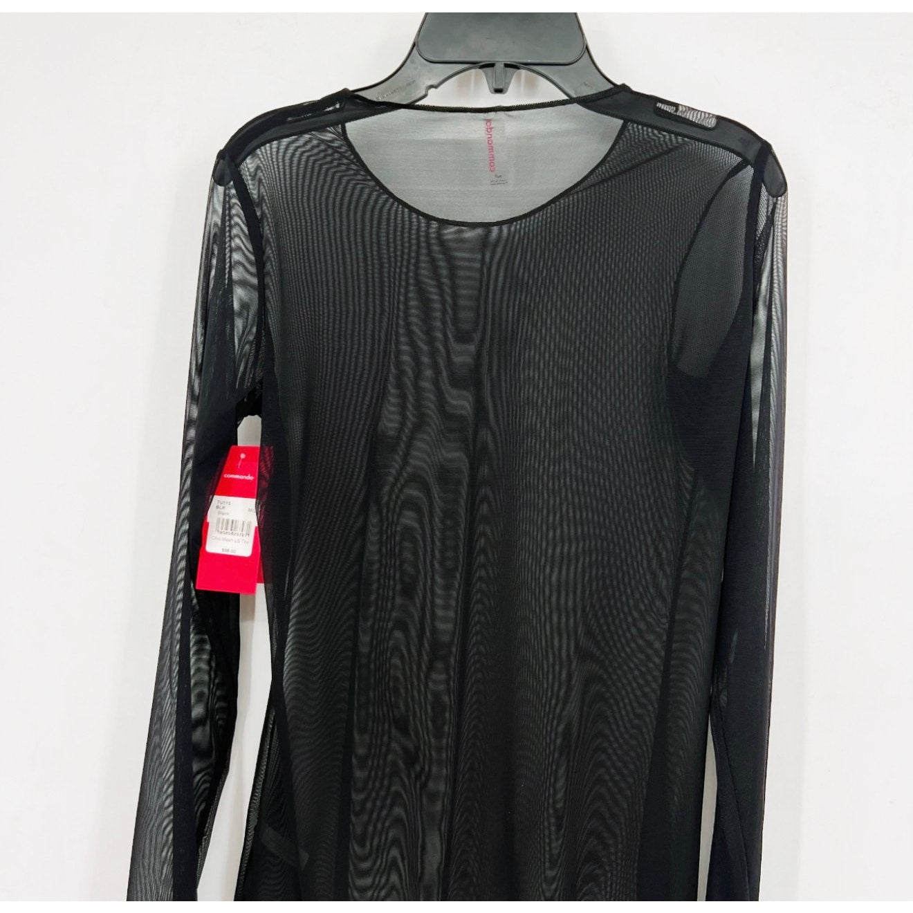 COMMANDO Women's Chic Mesh Long Sleeve Tee Medium Large Black Sheer NWT