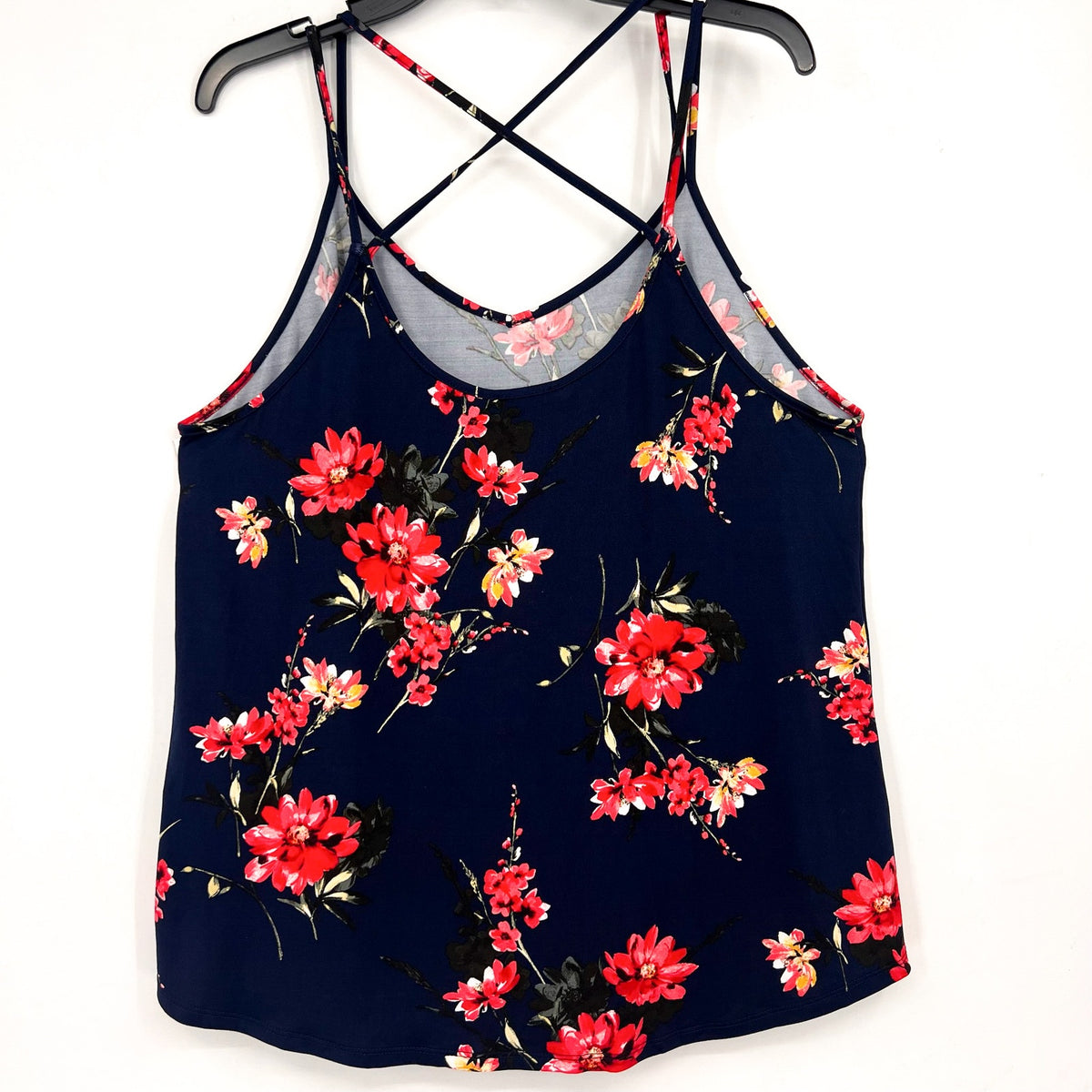 PAPERMOON Women's Basima Back Detail Knit Top 1X Navy Blue Floral Stitchfix NWT