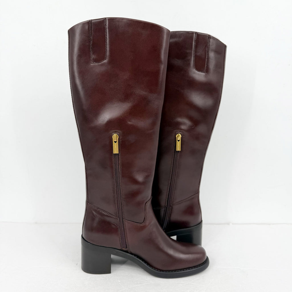 Vince Camuto Womens Amree Knee High Boot US 6 M EU 36.5 Red Mahogany Leather NIB