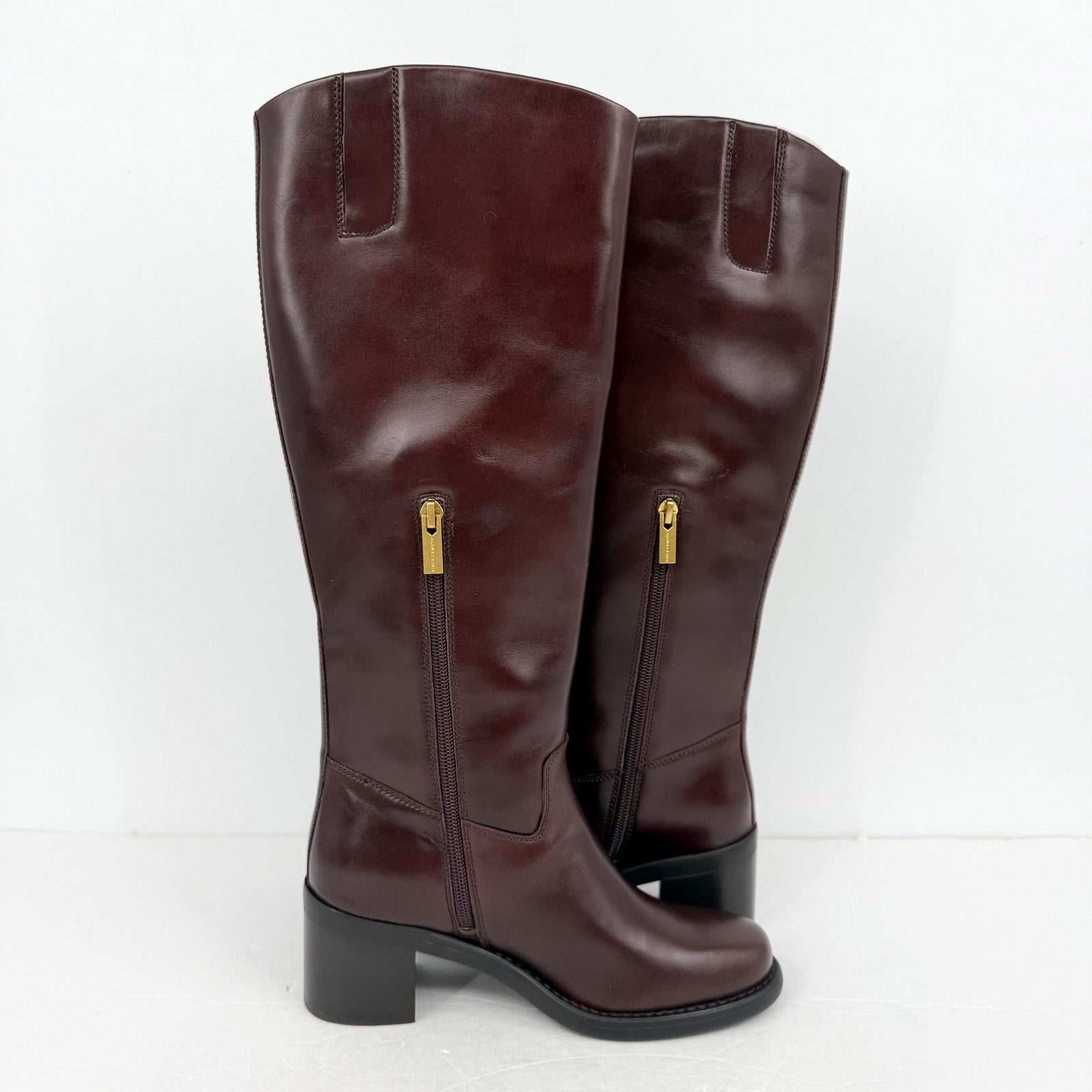 Vince Camuto Womens Amree Knee High Boot US 6 M EU 36.5 Red Mahogany Leather NIB