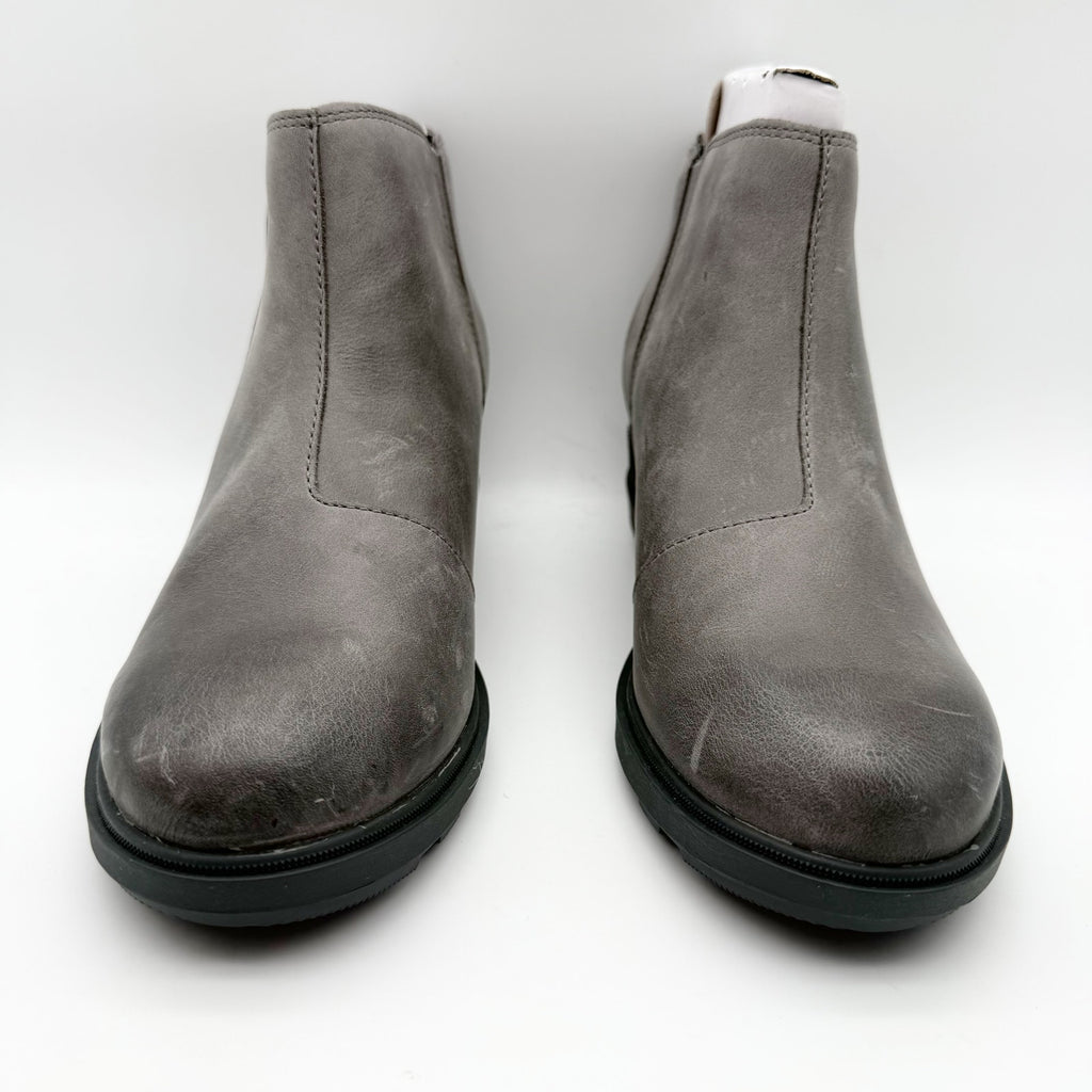 Sorel Womens Evie ll Zip Wedge Bootie Size 10.5 Grey Leather Waterproof NIB