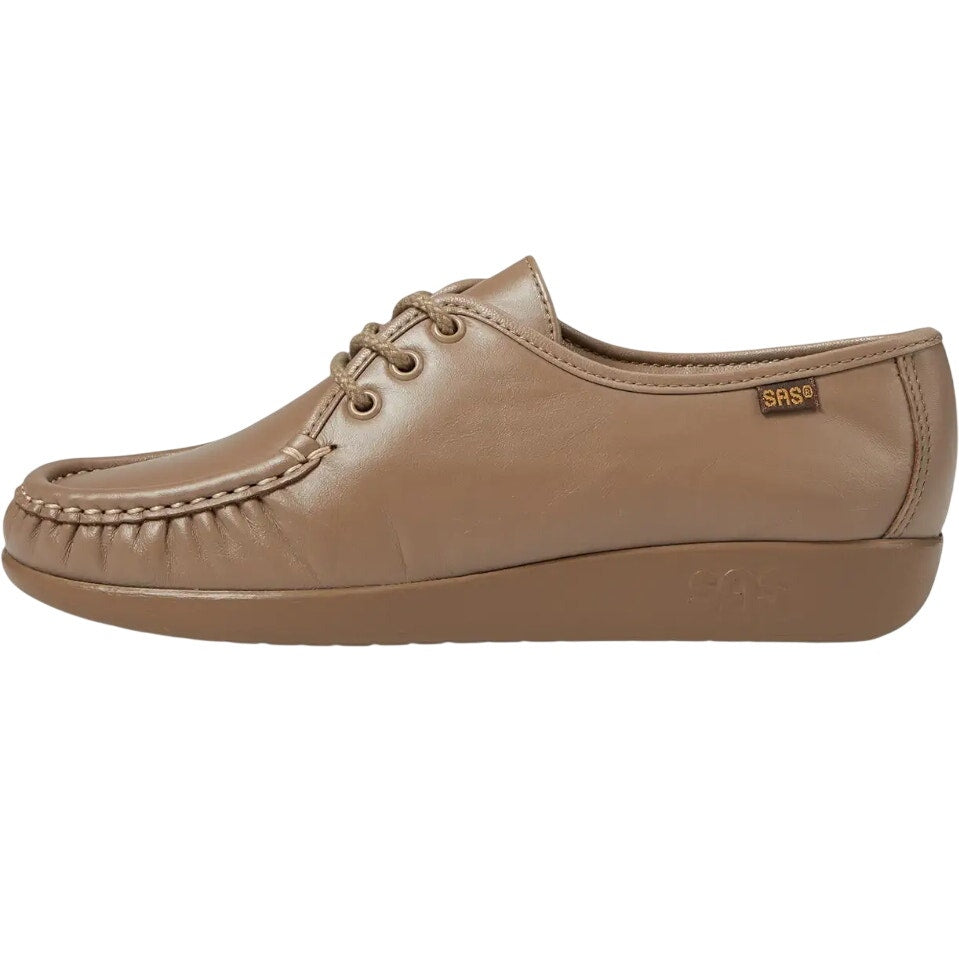 SAS Womens Siesta Comfort Tie Wedge Shoes US 7 M Mocha Tan Leather NIB