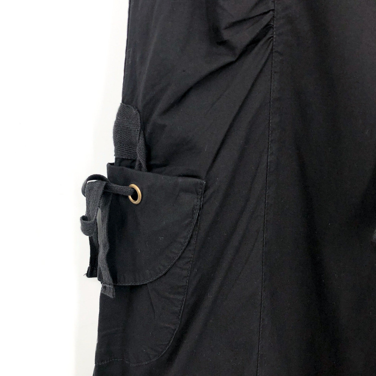 XCVI Women's Cargo Gaucho Crop Pants Medium Black Lagenlook Flare Wide Leg NWT