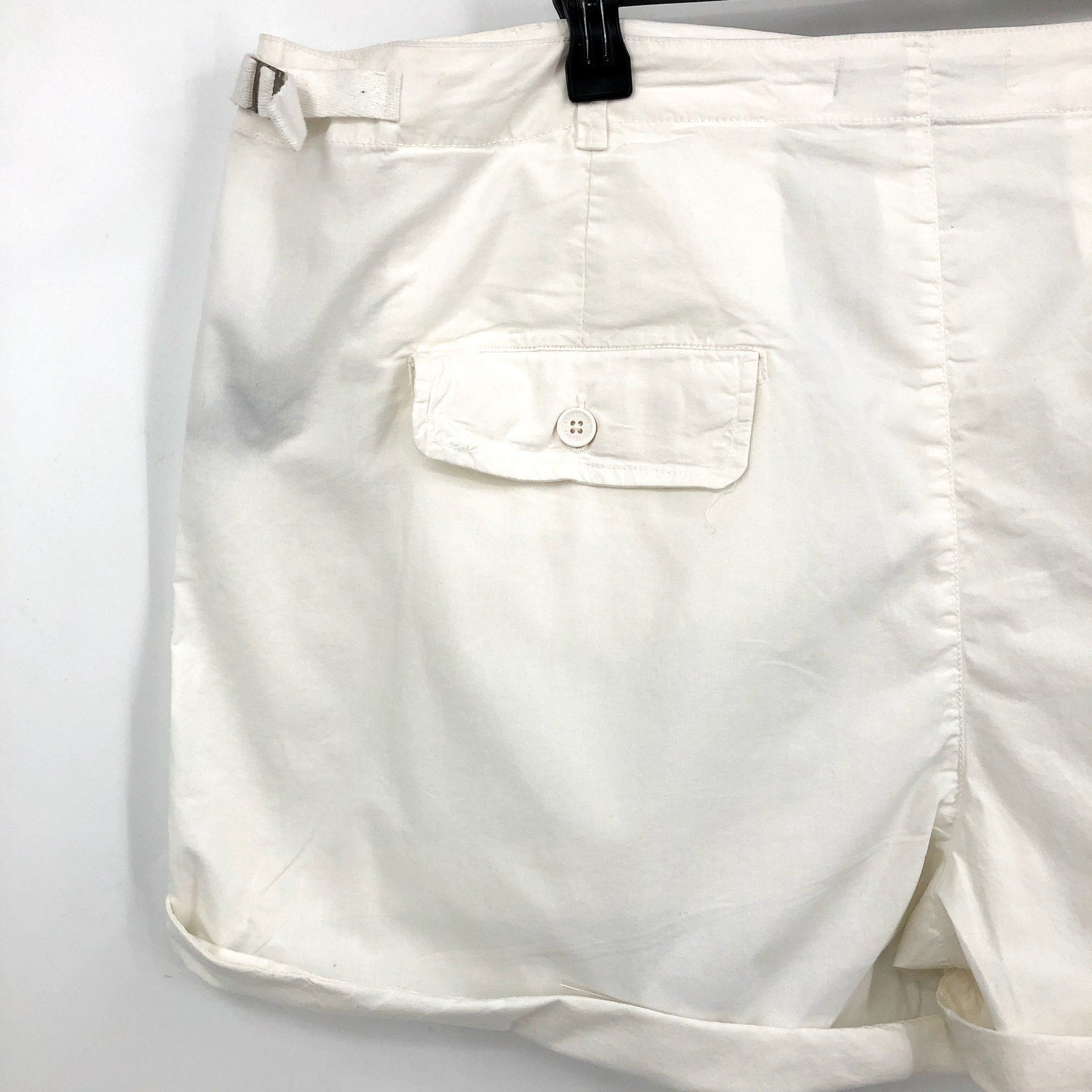 SANCTUARY Standard Cargo Shorts Womens 24W White Roll Cuff Patch Pocket NWT