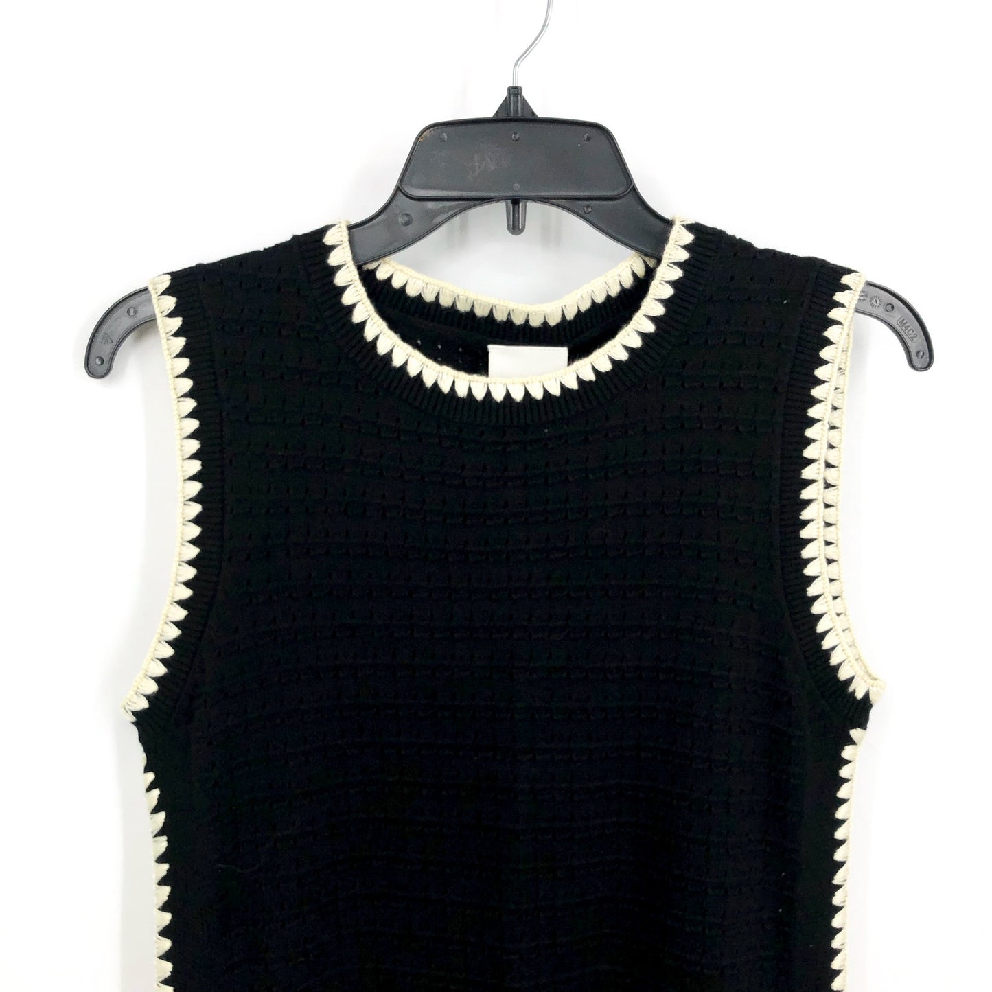 VARLEY Womens Dwight Tank Knit Midi Dress XS Black White Scalloped Edge NWT