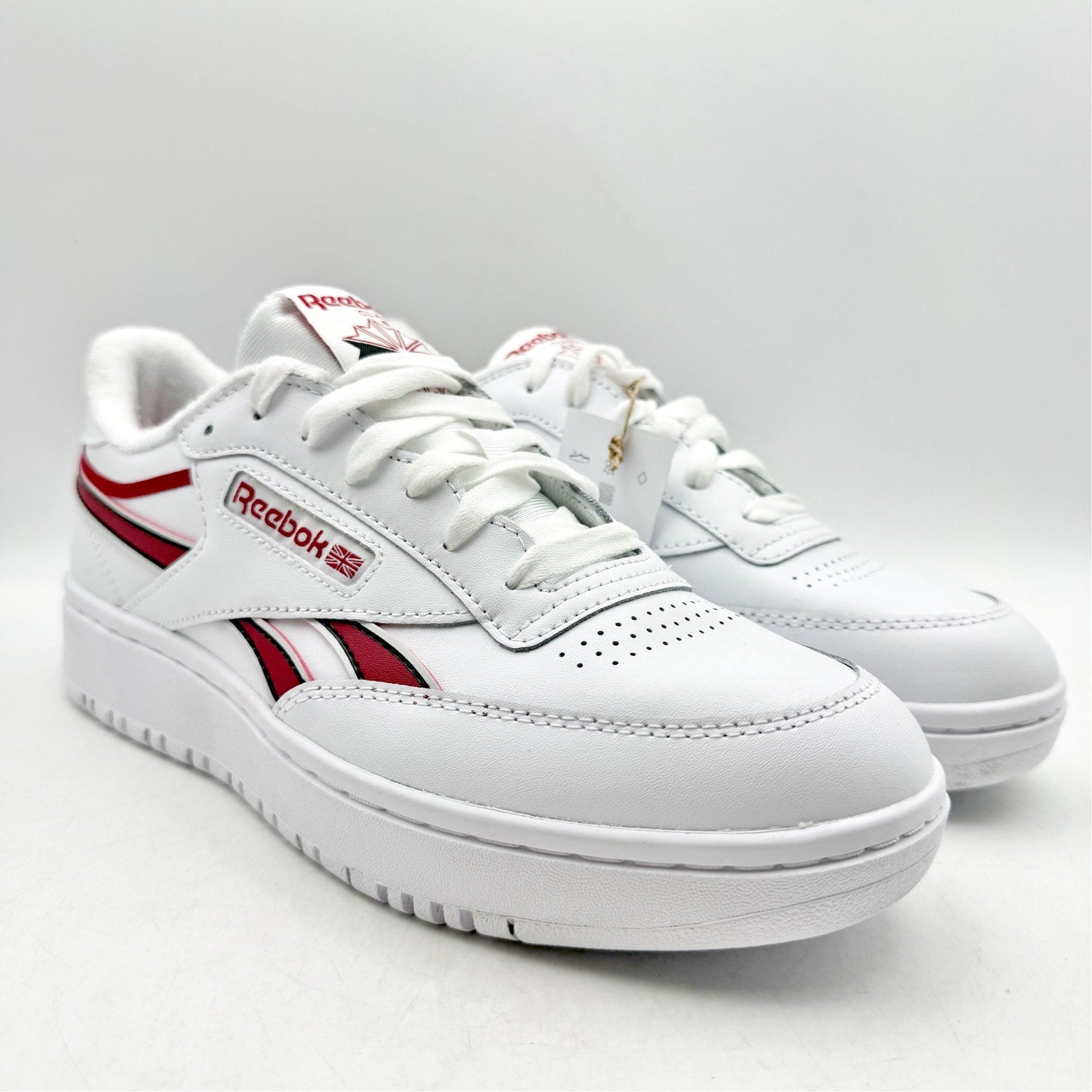 Reebok Womens Club C Double Sneaker SIZE 9 EU 40 White Red Leather NWT