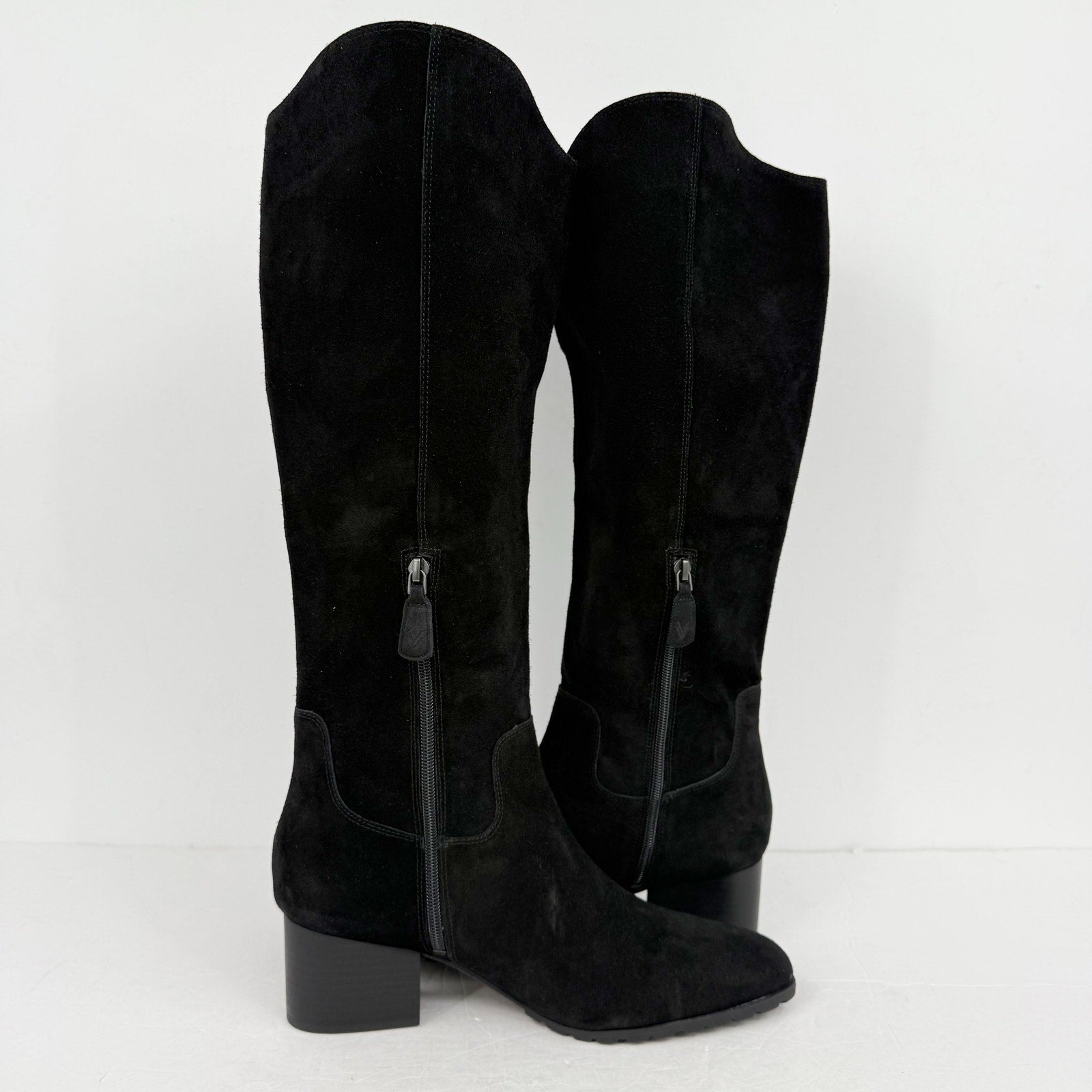 Vionic Women Bixby Knee High Boot 11M Wide Calf Black Suede Water Repellent NWOB