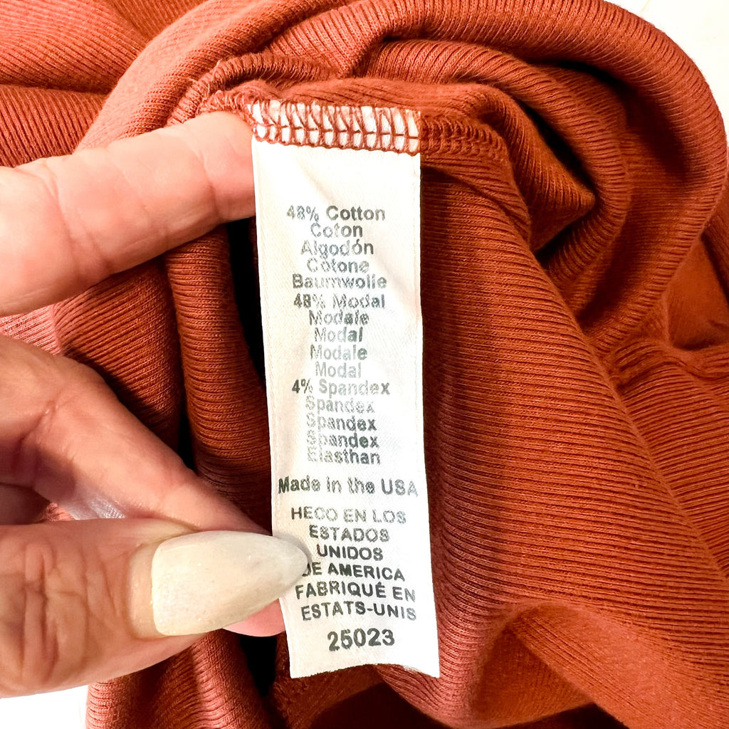 MICHAEL STARS Womens Andrea Midi Dress Small Rustic Orange One Shoulder NWT
