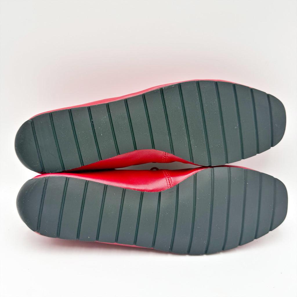 Steve Madden Womens Pointe Flats Size 8 M Red Leather Lace-Up NIB