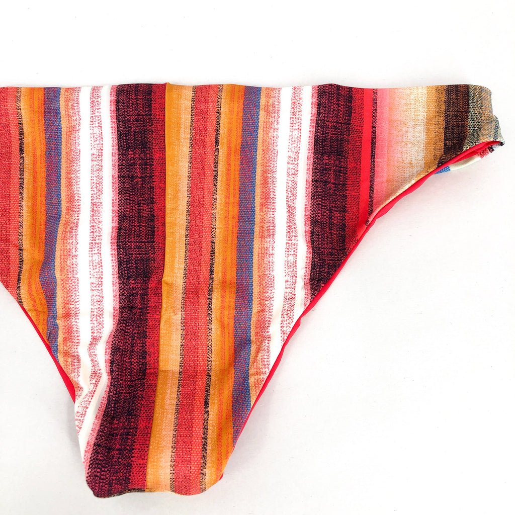 PRANA Women's Gemma Reversible Bikini Bottom Medium Multi Baja Stripe NWT
